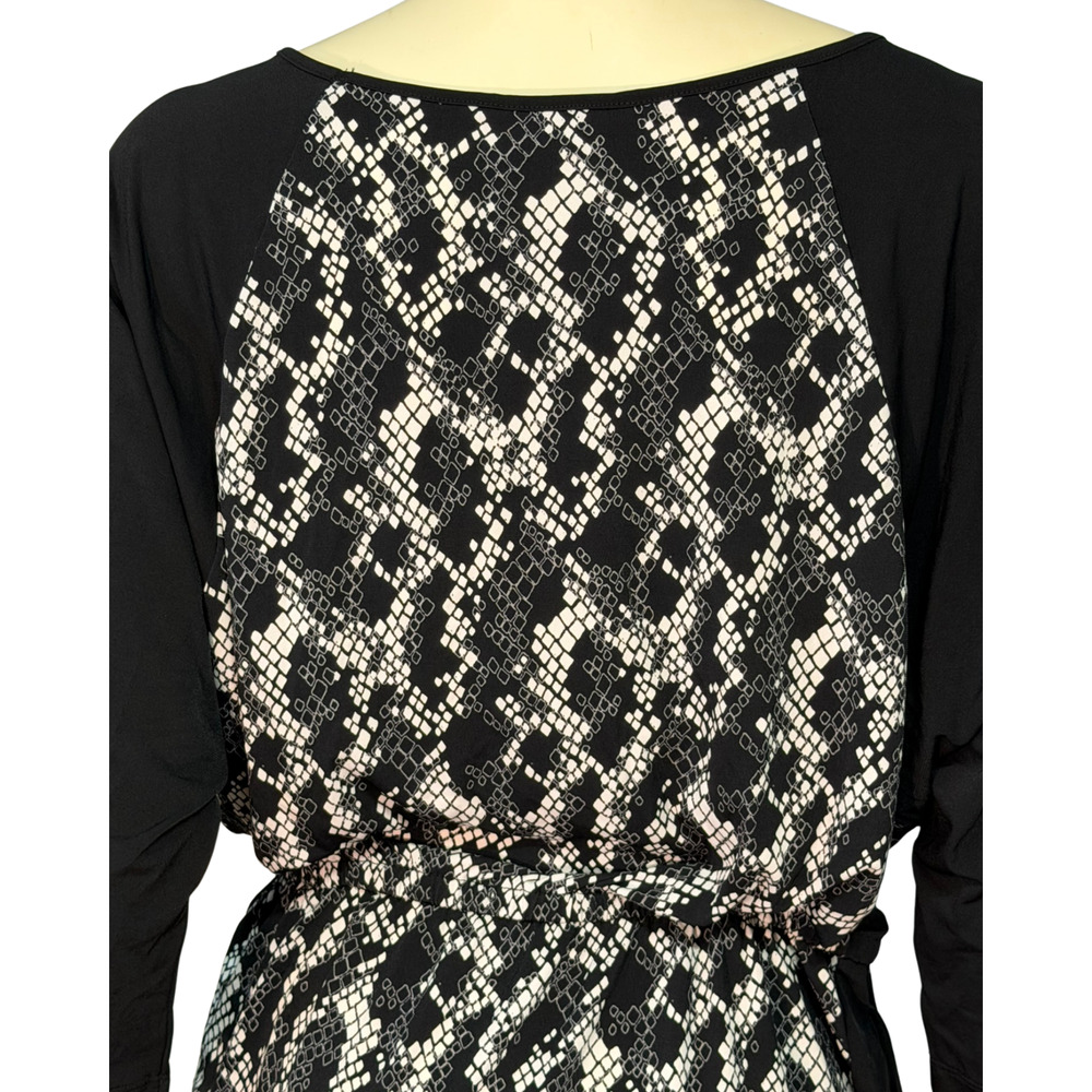 Banana Republic Sz M Pullover Blouson Dress Raglan Slvs B&W Snakeskin Knit New - Picture 8 of 10